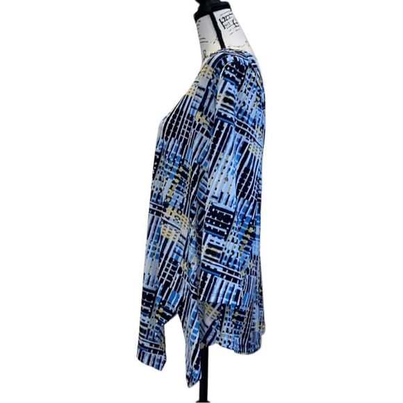 Rafaella Women’s Geometric Pattern Asymmetrical Hem Popover Top PM - Picture 5 of 10